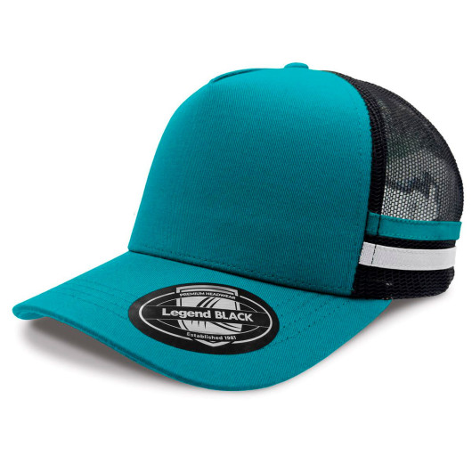 Teal White Striped Trucker Caps